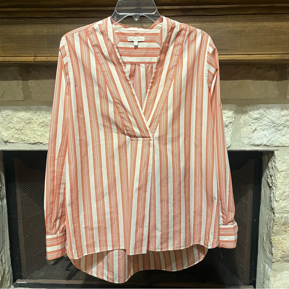 ANN MASHBURN Pink and White Striped Blouse